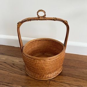 Vintage hand woven wicker basket